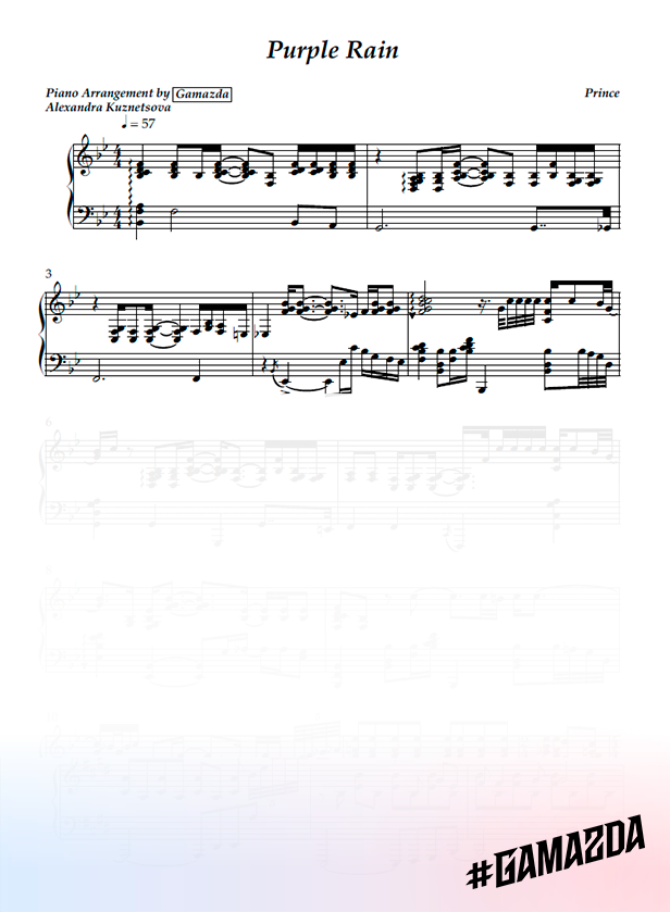 prince piano sheet music