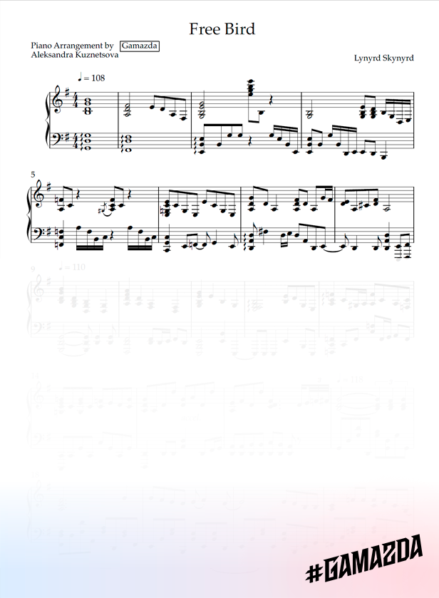 Lynyrd Skynyrd - Free Bird sheet music